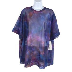 Athleta Mesh Oversized Print Tee‎ Shirt Medium Short Sleeve Relaxed NWT AT-1816
